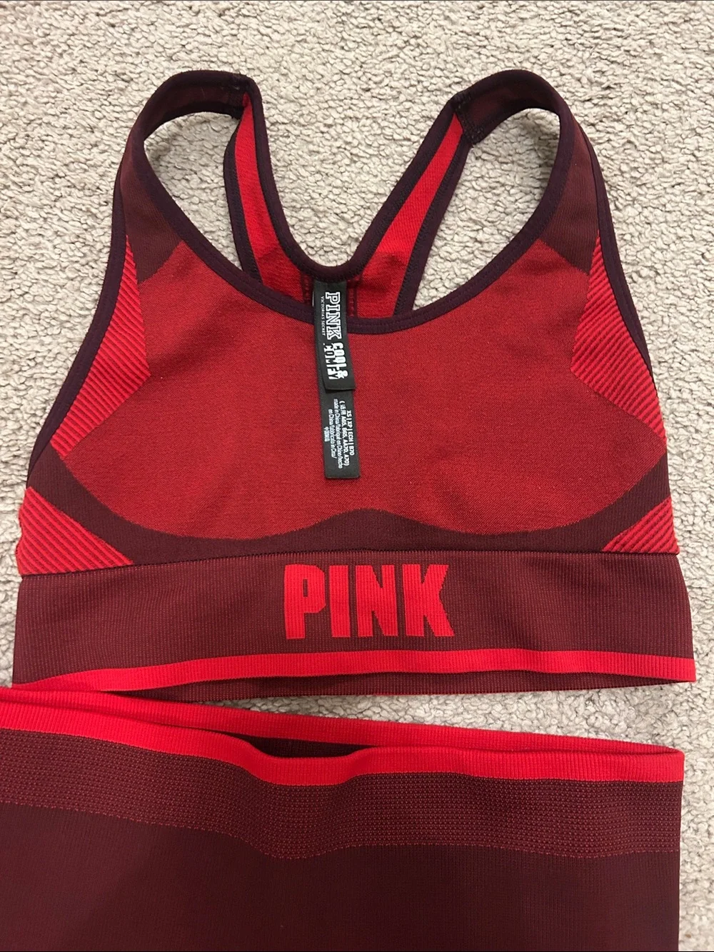 PINK Red Seamless Sports Bra & Leggings Set - Picture 2 of 7